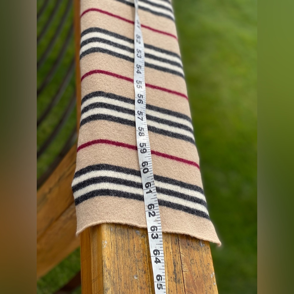 Mens BURBERRY NOVA STRIPE🔥💯% Lambswool UPSCALE SCARF🔥PRISTINE🔥NEW🔥63”x8”🎁 - Picture 7 of 11